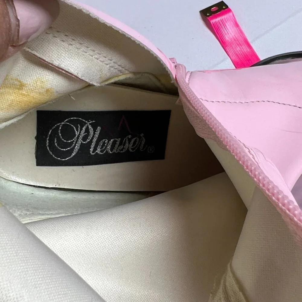 Pleaser Barbie Pink Block Heel Boots Size 6 - Picture 5 of 5